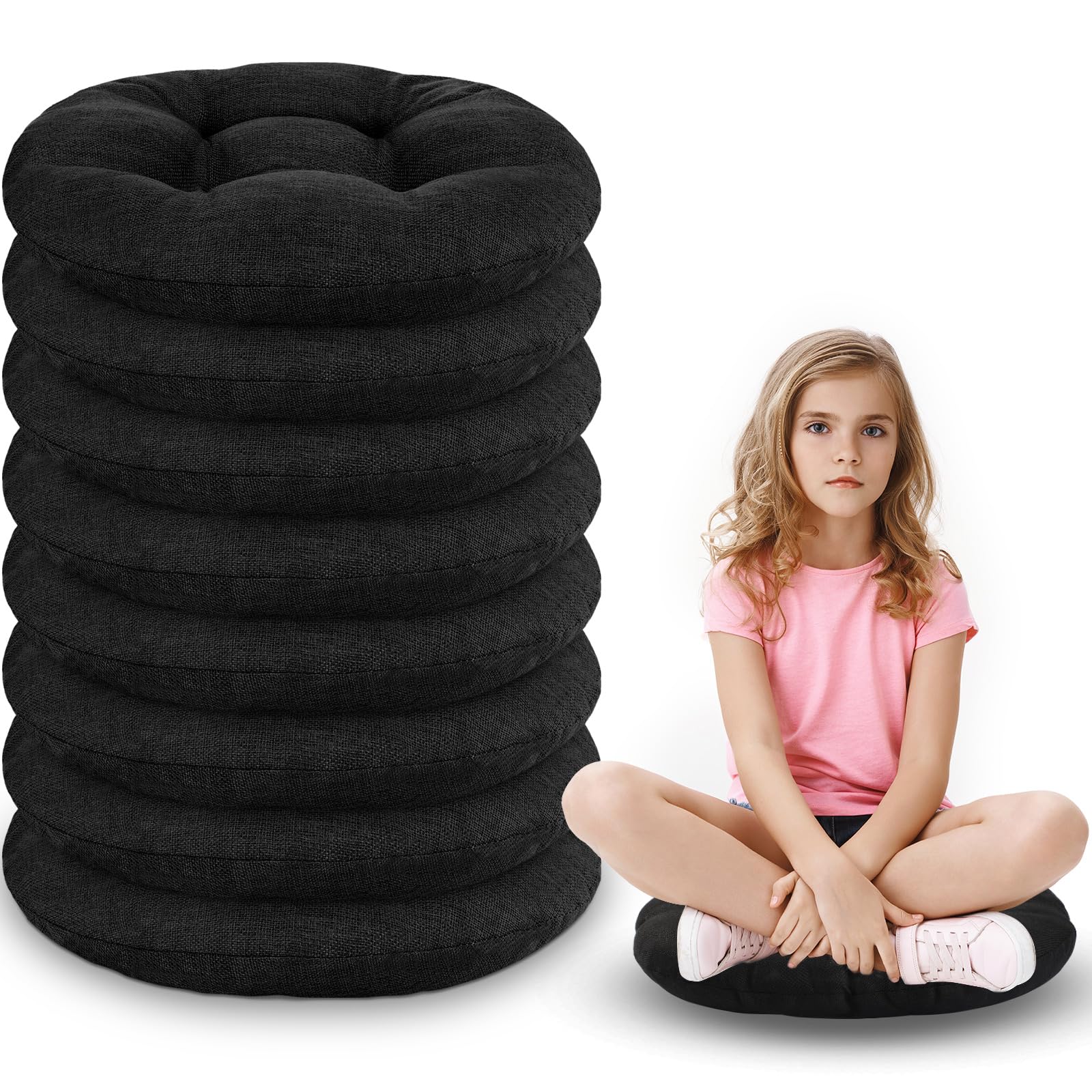 Fumete 8 Pcs 16 Inch Round Floor Cushions for Kids and Toddlers, Flexible Seating Classroom Furniture Floor Pillow for Home, Day