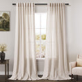 Extra Long Curtain 102 inches Long 2 Panels Set Back Tab Beige Drapes for Living Room Neutral Farmhouse Light Filtering Semi She
