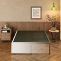 EMODA 18 Inch King Bed Frame with White Fabric Cover, Heavy Duty Metal King Platform Bed Frame No Box Spring Needed, Noise Free,
