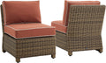 Crosley Furniture Bradenton 2-Piece Outdoor Chair Set, Wicker Patio Chairs for Conversation, Porch, Deck, Brown with Sangria Cus