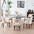 VKNOW Wooden Dining Chairs Set of 6, Modern Fabric Upholstered Dining Room Chair Kitchen Chairs, Farmhouse Dinner Chair for Kitc