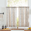 jinchan Boho Kitchen Curtains Linen Tier Curtains 36 Inch Bohemian Cafe Curtains Striped Curtains Farmhouse for Bathroom RV 2 Pa