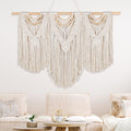 Newwiee 43 x 32 Large Macrame Wall Hanging with Rod Boho Decor Woven Tapestry Wall Art Bohemian Decor Tassel Macrame Curtains fo