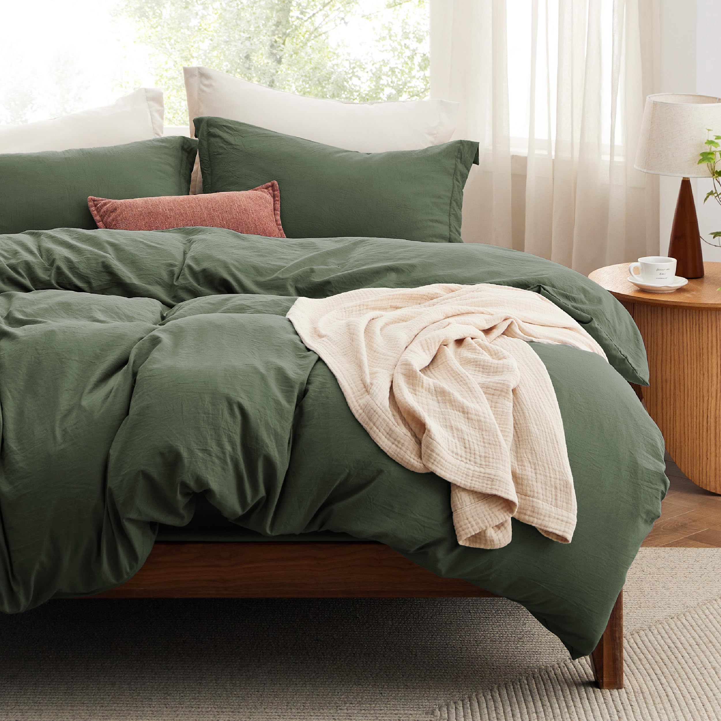 Bedsure California King Size Duvet Cover with Fitted Sheet - 4 Pieces Prewashed Extra Soft Bedding Set, Includes 1 Duvet Cover 1