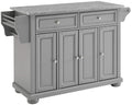 Crosley Furniture Alexandria Granite Top Rolling Kitchen Island Storage Cart, Microwave Stand, Spice Rack, Gray