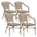 PURPLE LEAF Outdoor Dining Chair Set of 4 Hand-Woven Aluminum Wicker Chair for Garden Kitchen Backyard Porch White Print Finish 