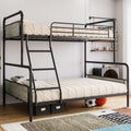 IDEALHOUSE Bunk Bed Twin Over Full Size with High Guardrail and Ladder,Twin Size Convertible Metal Bunk Beds for Kids/Teens/Adul
