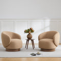 KISLOT Swivel Accent Chair Round Barrel Armchair Upholstered Performance Fabric for Living Room Bedroom Waitingroom,2 PCS,Sand