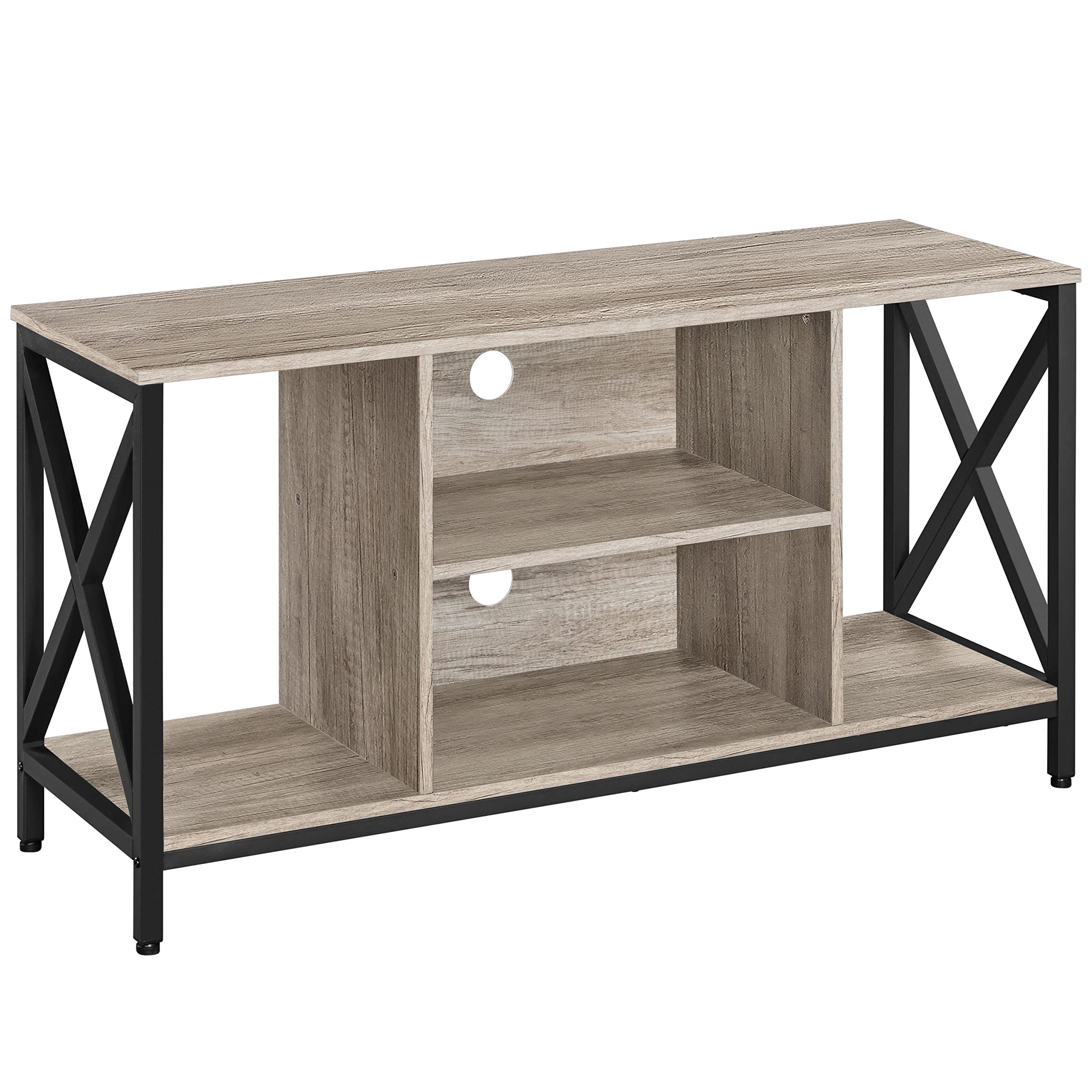 Yaheetech Industrial TV Stand for 55 Inch TV, Entertainment Center Media Console Table with Open Storage for Living Room, Wood M