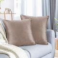 Nestl Throw Pillow Covers, Cozy Velvet Decorative TanPillow Covers 18 x 18 Inches, Soft Solid Couch Pillow Covers for Sofa, Bed 