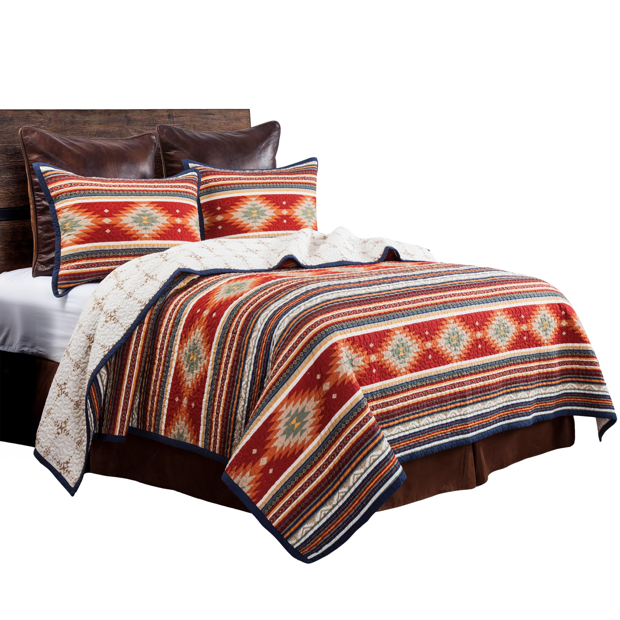 Paseo Road by HiEnd Accents Del Sol Western Bedding 3 Piece Quilt Set with Pillow Shams, King Size Aztec Bedding Set, Tribal Sou