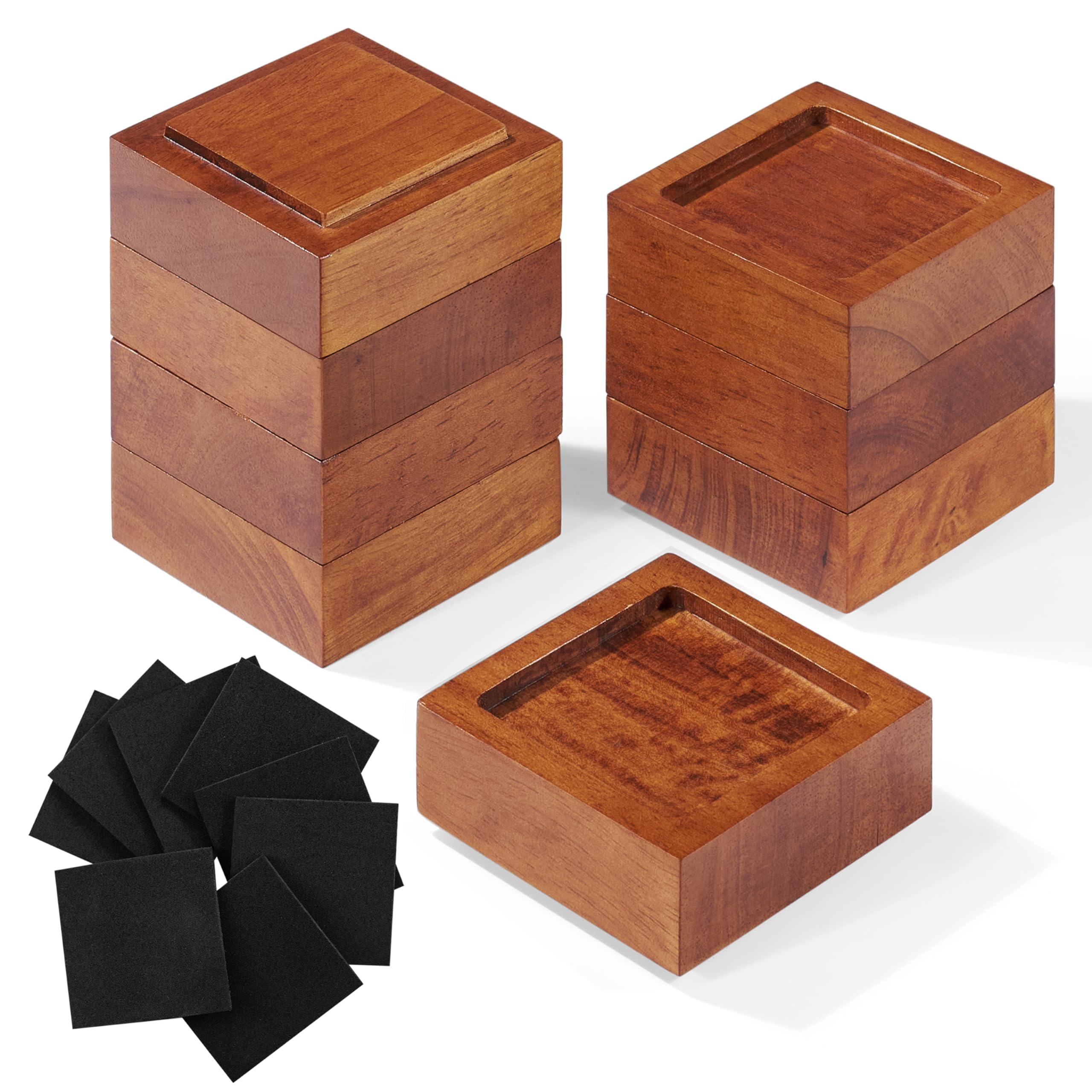 FASONLA Bed Risers (Set of 8) Furniture Risers Lifts Height 1, 2 or 3, Solid Natural Wood Risers for Bed, Furniture, Table, Sofa