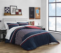 Nautica Duvet Cover Set Cotton Reversible Bedding with Matching Shams, Medium Weight for All Seasons, King, Mineola Red/White/Na