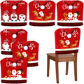 Ganeen 6 Pcs Christmas Chair Cover Santa Claus Hat Elf Shoes Buffalo Plaid Felt Dining Chair Slipcovers Merry Christmas Chair Ba