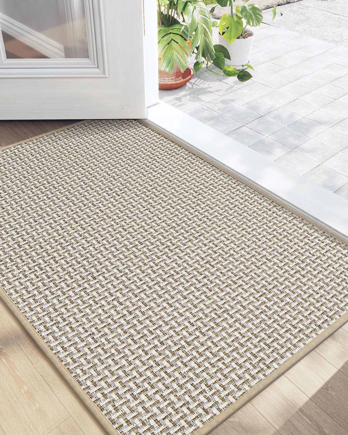 DEXI Door Mat 24x36, Non-Slip Rubber Backing Doormats, Absorbent Thin Indoor Mats for Entryway, Washable, Captures Dirt Patio En