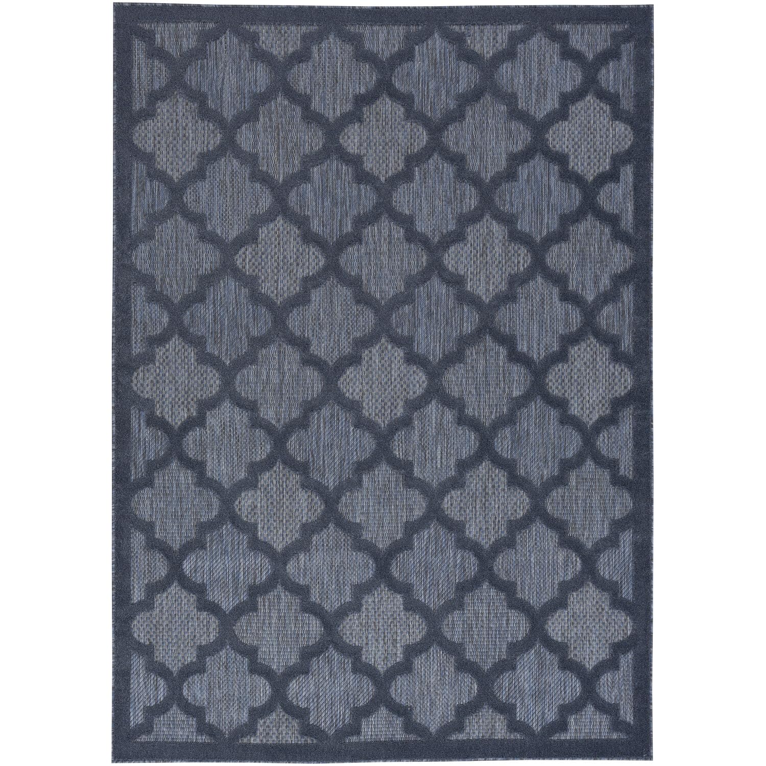 Nourison Easy Care Moroccan Navy Blue 5 x 7 Area Rug, Trellis, Easy Cleaning, Non Shedding, Bed Room, Living Room, Dining Room