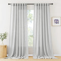 RYB HOME Semi Sheer Curtains - Natural Linen Textured Blend Sheer Curtains Light Glare Filtering Privacy Window Curtaind for Liv