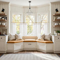 jinchan Linen Pinch Pleated Kitchen Curtains 36 Inch 4 Panels, Natural Linen Tier Curtains Back Tab Beige Farmhouse Cafe, Light 