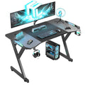 HLDIRECT 47 Inch Gaming Desk with LED Lights, Ergonomic Computer Table with Carbon Fibre Surface, Sturdy PC Workstation Desk for