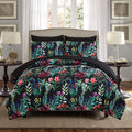 DHSFKBE 7 Piece Bed in a Bag Floral Comforter Set, Botanical Flowers Comforter and Sheet Set, Soft Microfiber Lightweight Beddin