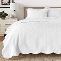 Cozy Line Home Fashions 100% Cotton Victorian Medallion Solid White Matelasse Embossed Bedding Quilt Set, Reversible Lightweight
