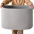 ICERZCZ Large Grey Storage Basket, Blanket Baskets for Living Room, Large Toy Basket for Storage, Woven Cotton Rope Baskets for 