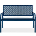 Best Choice Products Outdoor Bench 2-Person Metal Steel Benches Furniture for Garden, Patio, Porch, Entryway w/Geometric Backres