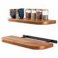BATODA 17 Acacia Wood Floating Shelves Wall Mounted (Round Edge) - Rustic Farmhouse Wooden Wall Storage Shelf for Bedroom, Kitch