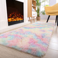 Noahas Fluffy Rainbow Rug for Girls Bedroom, Shaggy Area Rugs for Kids Playroom Kawaii Fuzzy Girls Room Decor Carpets for Nurser