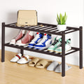 Smiry Shoe Rack, 2 Tier Bamboo Shoe Organizer, Stackable Free Standing Wooden Shoe Storage Shelf for Closet, Entryway, Front Doo