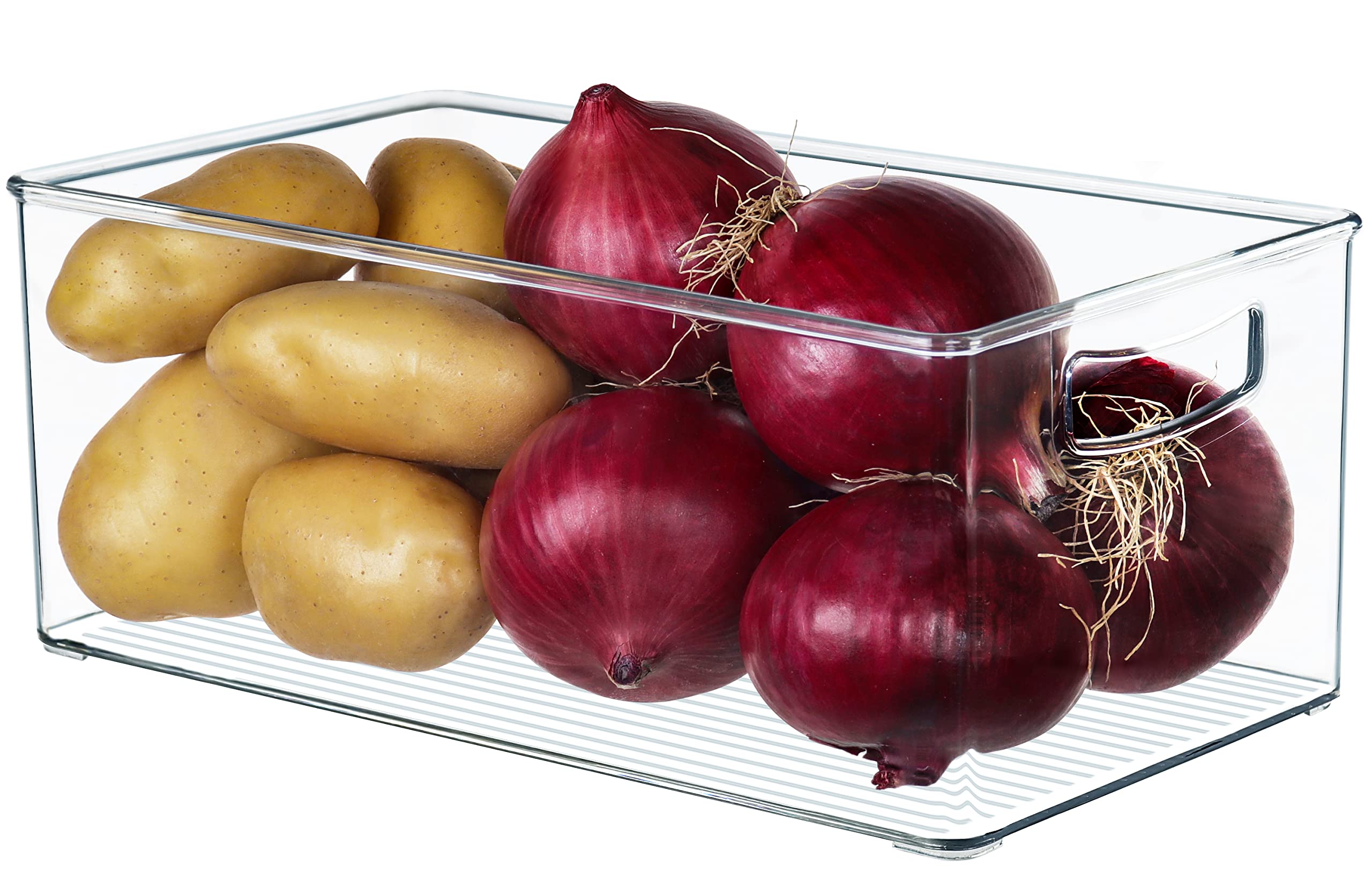 Hudgan 2 Pack Straight Sides Stackable Pantry Organizer Bins for Home Edit - 13.5L x 7.5W x 5.5H