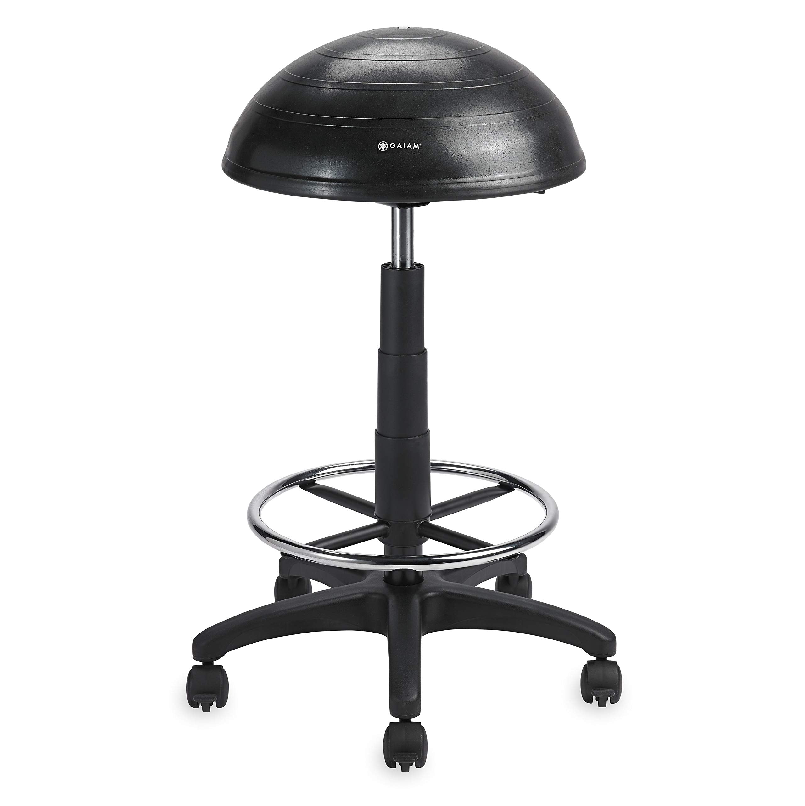 Gaiam Balance Ball Chair Stool, Half-Dome Stability Ball Adjustable Tall Office Sit Stand Swivel Desk Chair Drafting Stool with 