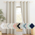 NICETOWN Natural Full Blackout Boho-Chic Linen Curtains 84 inch Long 2 Panels Set for Cafe Window, 42 inch Wide, Thick Linen Ble
