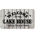 BXFAHZJ Welcome to Our Lake House Family Fishing Friends Plank Door Mat Farmhouse Lake Theme 17x30 Inch Lake House Indoor Outdoo
