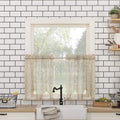 No. 918 Alison-Tr Floral Lace Sheer Rod Pocket Kitchen Curtain Tier Pair, 58 x 24, Stone