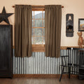 VHC Brands Black Check Scalloped Short Panel Set of 2 63x36 Country Curtains, Black and Tan