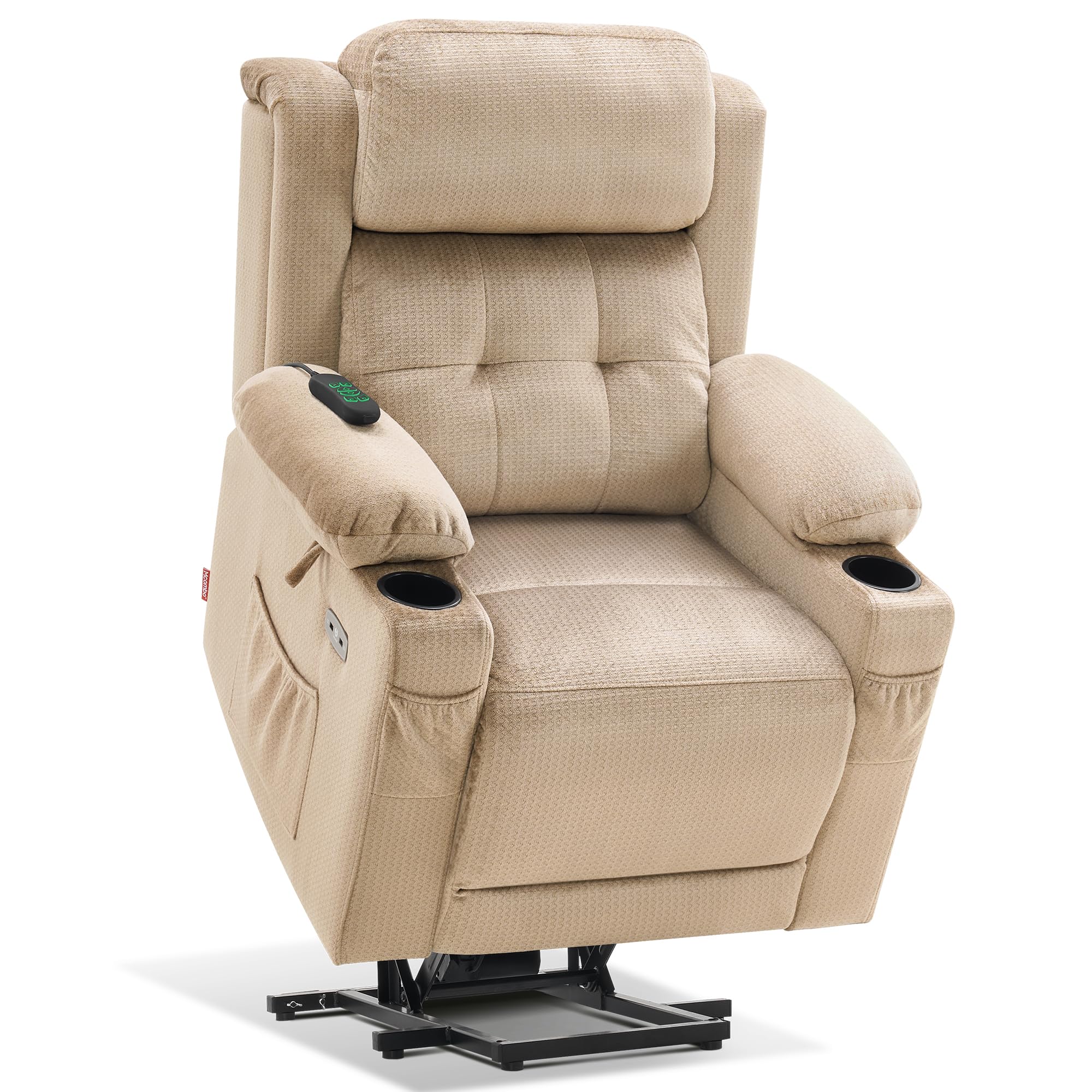 MCombo Medium Triple Motor Power Lift Recliner Chair with Massage and Heat for Elderly People, Adjustable Headrest, Infinite Pos