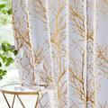 FMFUNCTEX White Branch Curtains 54 Gold White Tree Blackout Curtains for Basement Small Windows Energy Saving Thermal Curtain Pa