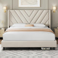 Yaheetech Queen Bed Frame Upholstered Platform Bed with Wing Side/Wooden Slat Support/Tufted Headboard with Wing Side/Mattress F