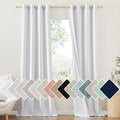 NICETOWN 100% Absolutely Blackout Linen Curtains with Thermal Insulated White Liner, White, 52 inches Wide, 102 inches Length En