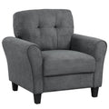 Giantex Modern Mid-Century Accent Chair - Linen Living Room Chair with Tufted Back, 7 Thick Cushion, Max Load 400 lbs, Upholster
