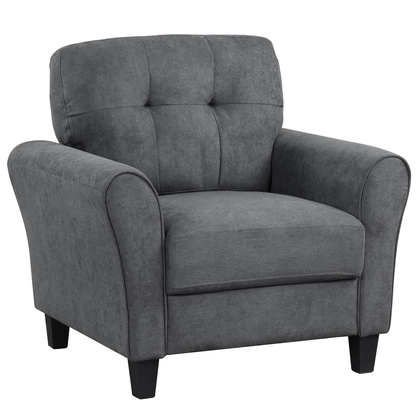 Giantex Modern Mid-Century Accent Chair - Linen Living Room Chair with Tufted Back, 7 Thick Cushion, Max Load 400 lbs, Upholster