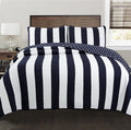Cozy Line Home Fashions Sailor Star Navy Blue White Striped Pattern 100% Cotton Quilt Bedding Set,Reversible Coverlet,Bedspread 