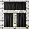 No. 918 Martine Microfiber Semi-Sheer Rod Pocket Kitchen Curtain Valance and Tiers Set, 54 x 36, Black
