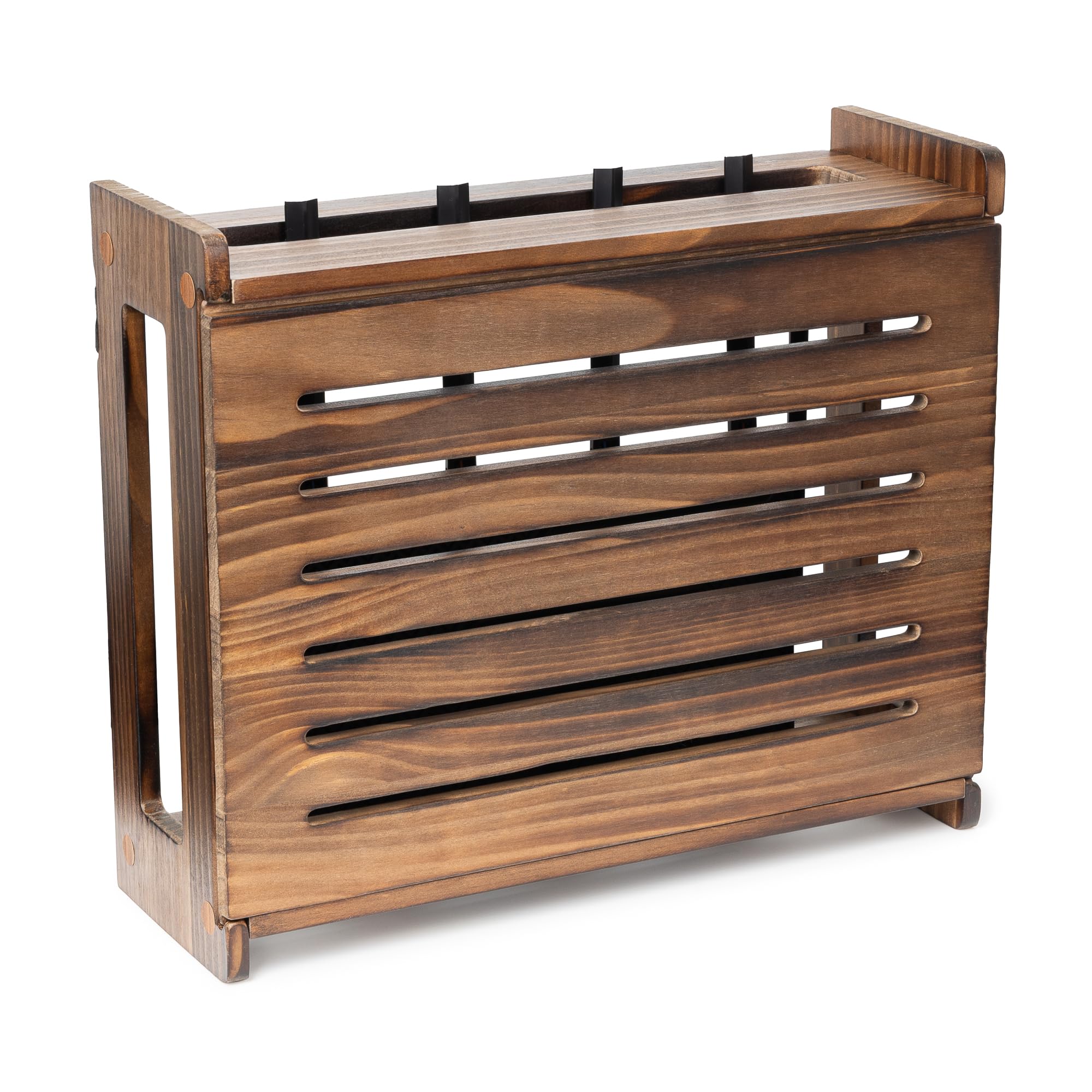 Wooden WiFi Router Storage Box - Standard Wall Mountable Decorative Modem Shelf Hider Cover with Cable Management System - Home 