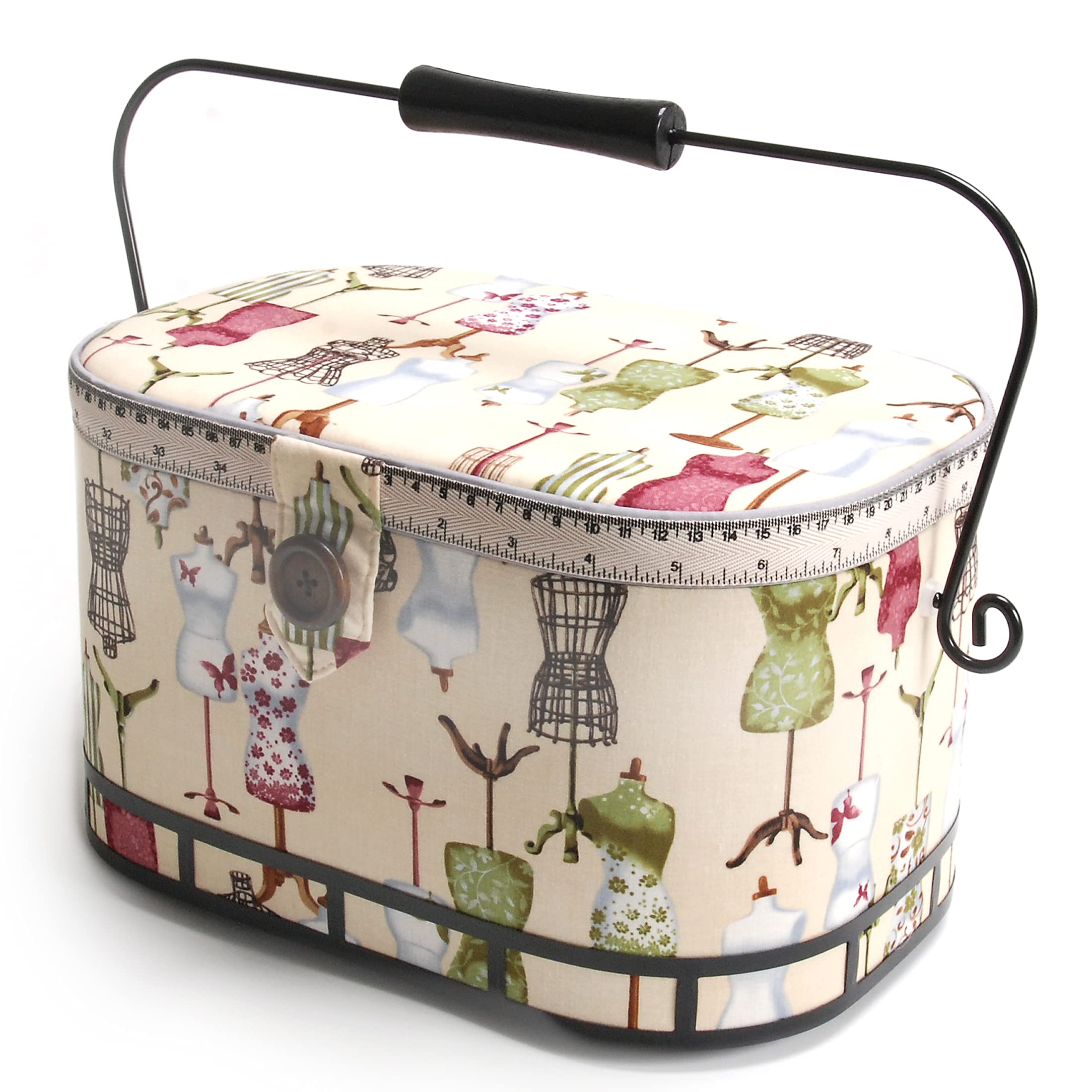 Dritz St. Jane Sewing Basket, Large Oval (Metal Handle)