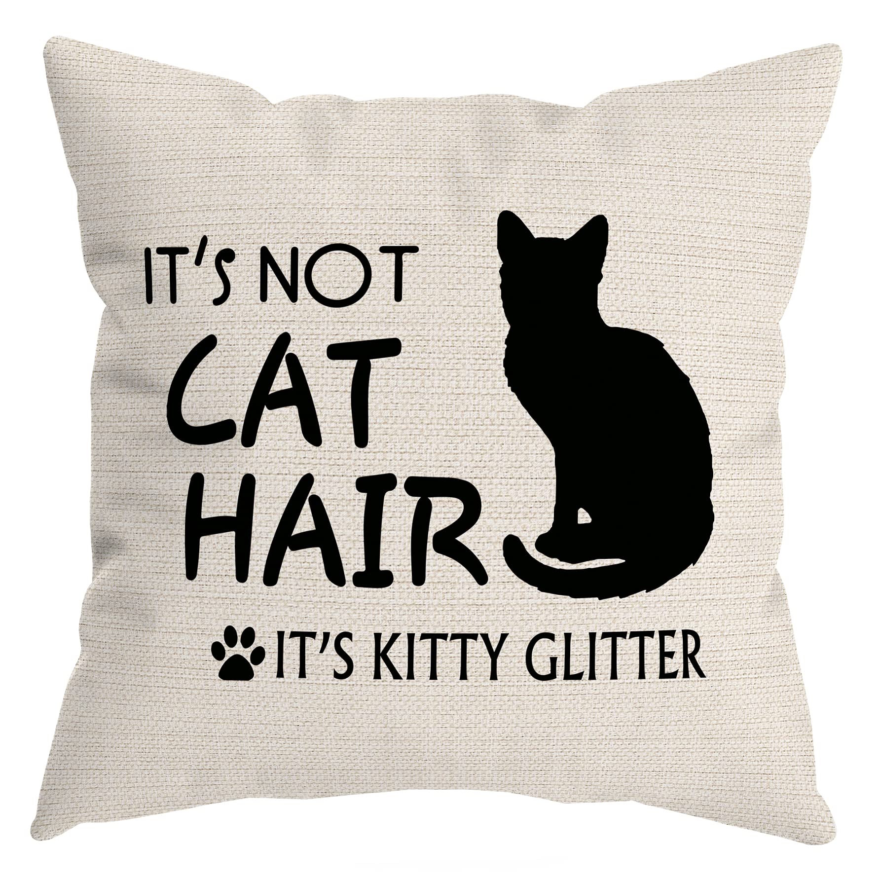 HUYAW Its Not Cat Hair Its Kitty Glitter Throw Pillow Cover, Cat Lover Gifts for Women Men, Doxie Pillow case 18 x 18 Inch Home 