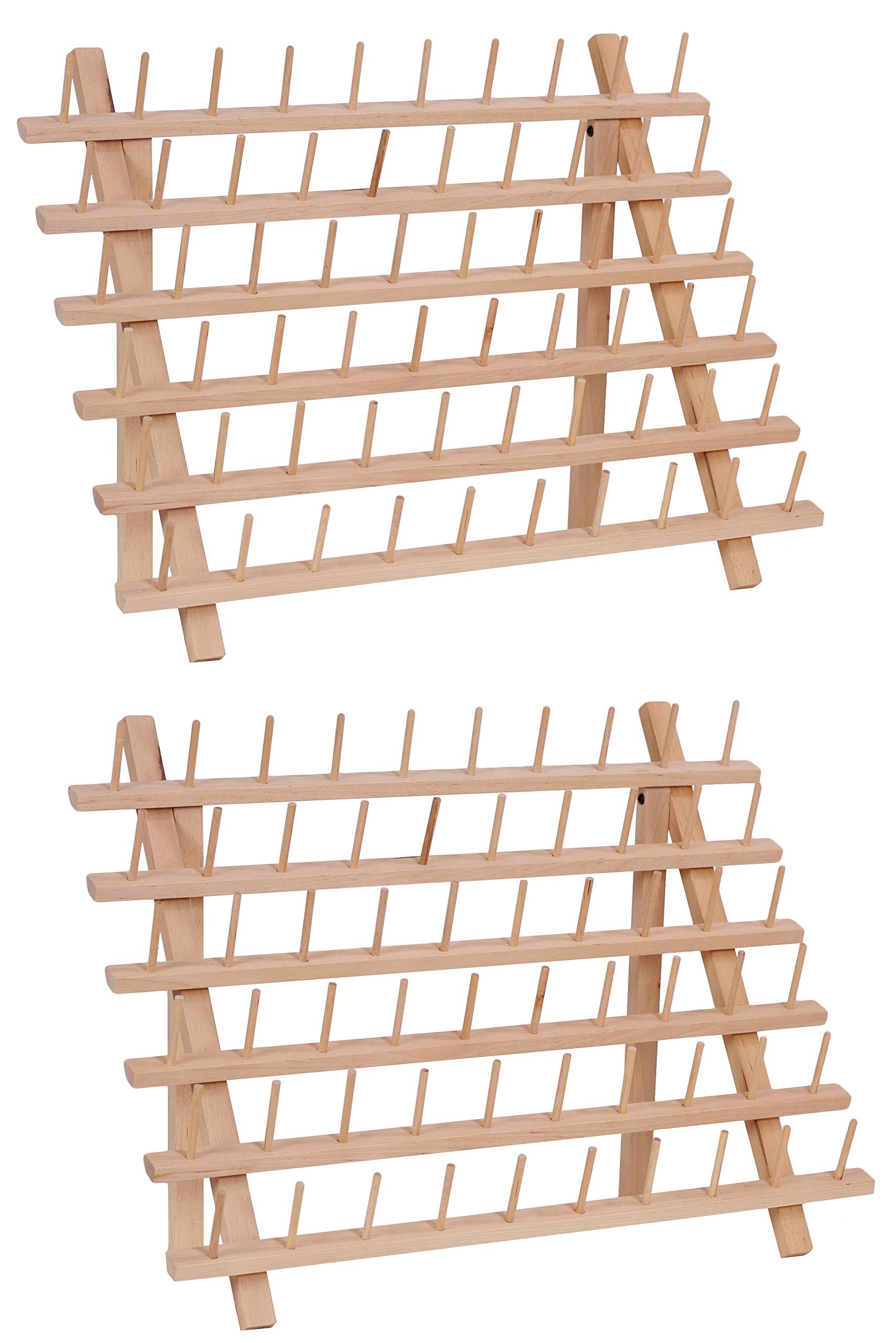 New ThreadNanny Wooden Thread Rack for Sewing - Quilting - Embroidery Spools and Mini Cones (2x60 Count Wide)