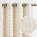 jinchan Boho Curtains Linen Curtains for Living Room Gold Foil Print Farmhouse Curtains 84 Inches Long 2 Panels Geometric Stripe