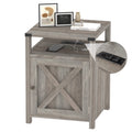 HOSEOKA Farmhouse Nightstand with Charging Station, Rustic End Table Bedroom with Storage Living Room Side Table Grey Night Stan